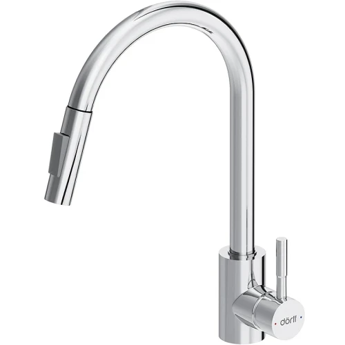 Смеситель для кухни Dorff Logic D3007500 Хром нержавеющая сталь однорычажный с аэратором, с гибкой подводкой