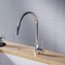 Смеситель для кухни Dorff Logic D3007500 Хром нержавеющая сталь однорычажный с аэратором, с гибкой подводкой