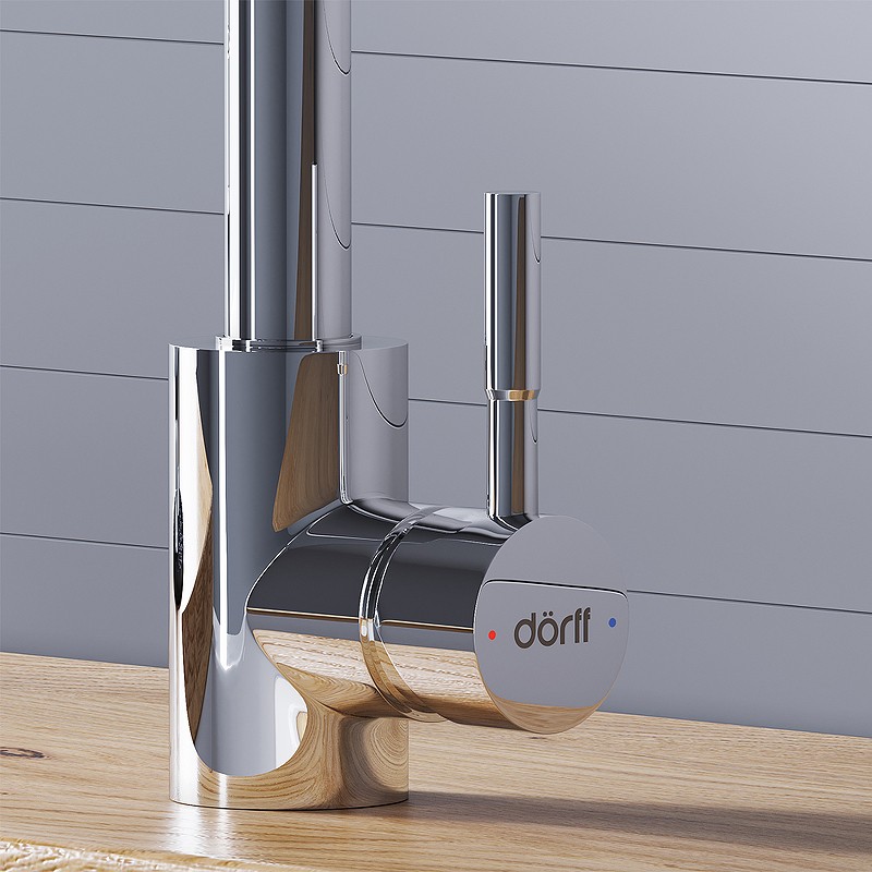 Смеситель для кухни Dorff Logic D3007500 Хром нержавеющая сталь однорычажный с аэратором, с гибкой подводкой