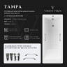 Чугунная ванна Vinsent Veron Tampa 170x70 VTP1707042H/VH0012GM-AS цвет Белый с квадратными ручками оружейная сталь и антискользящим покрытием