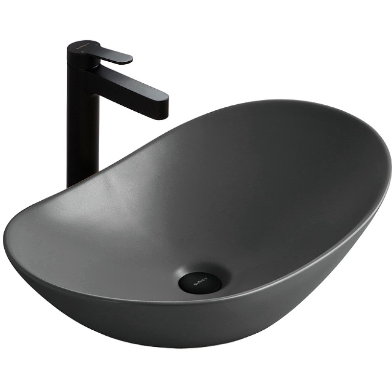Раковина-чаша BelBagno 60 BB1404-H311 Серая матовая фаянс накладная