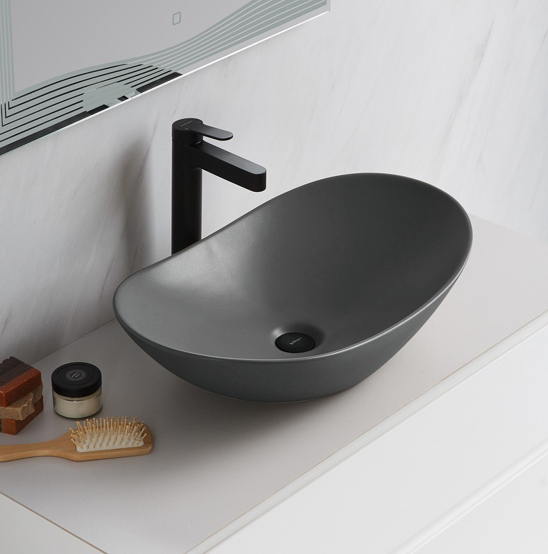 Раковина-чаша BelBagno 60 BB1404-H311 Серая матовая фаянс накладная