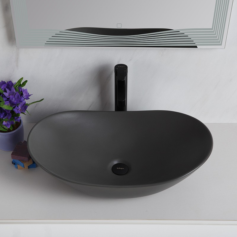 Раковина-чаша BelBagno 60 BB1404-H311 Серая матовая фаянс накладная