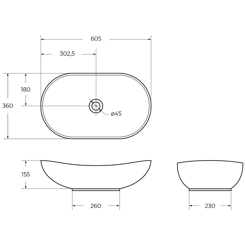 Раковина-чаша BelBagno 60 BB1404-H311 Серая матовая фаянс накладная