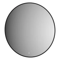 Зеркало Defesto Aura 80х80 DF 2995S с подсветкой 25W-3000K/Сенсорный выключатель/Теплый белый свет/Черная рама