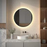 Зеркало Defesto Aura 80х80 DF 2995S с подсветкой 25W-3000K/Сенсорный выключатель/Теплый белый свет/Черная рама