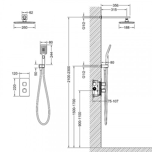 Душевая система Timo Petruma SX-5059/03SM с термостатом Черный латунь встраиваемый
