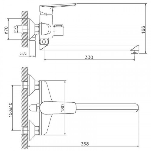 Смеситель для ванны Haiba HB22198 универсальный Хром на стену