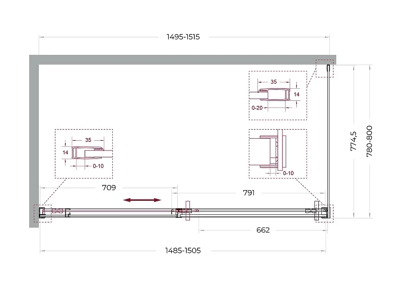 Душевой уголок BelBagno Soft Close-1 150x80 SOFT_CLOSE-1-AH-1-150/80-C-Cr профиль Хром стекло прозрачное