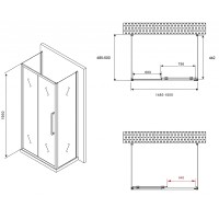 Душевой уголок Abber Schwarzer Diamant 150x50 AG30150H-S50-S50 профиль Хром стекло прозрачное