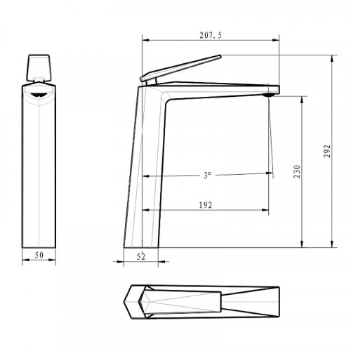 Смеситель для раковины Boheme Venturo 382-b Черный Золото латунь