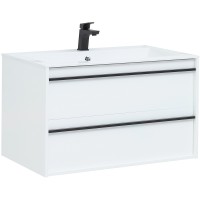 Тумба с раковиной Aquanet Lino 90 271949 подвесная Белая матовая МДФ / ЛДСП