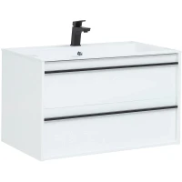 Тумба с раковиной Aquanet Lino 90 271949 подвесная Белая матовая МДФ / ЛДСП