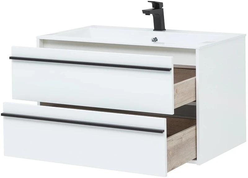Тумба с раковиной Aquanet Lino 90 271949 подвесная Белая матовая МДФ / ЛДСП
