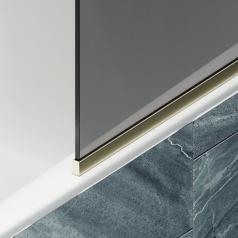 Шторка на ванну Maybah Glass MGV-140-3у 540x1400 в узком профиле Золото стекло графитовое