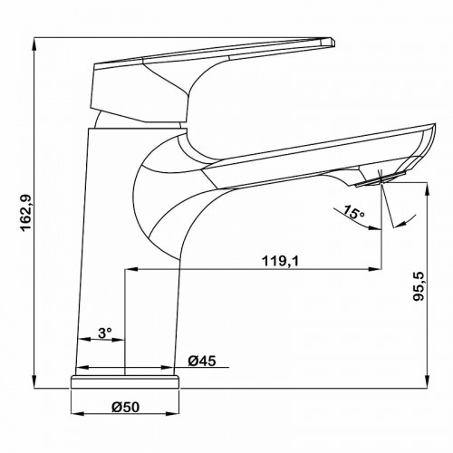 Смеситель для раковины Swedbe Venado 1610 Хром латунь