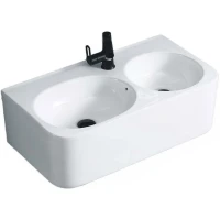 Раковина CeramaLux 75 A1006 двойная Белая глянцевая