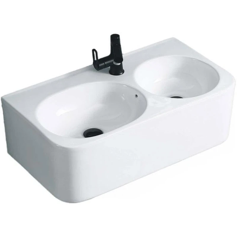 Раковина CeramaLux 75 A1006 двойная Белая глянцевая