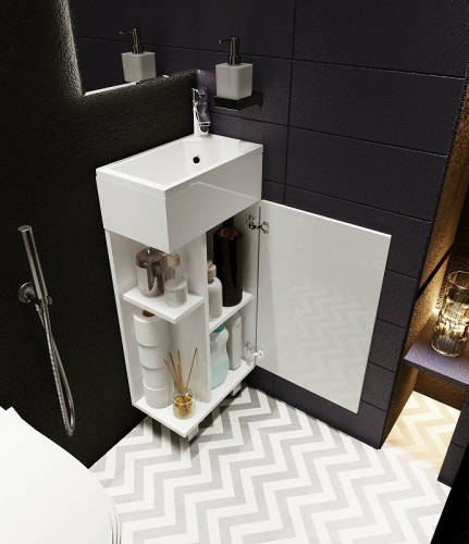 Тумба с раковиной 1MarKa Laura 40Н R У85928 Белый глянец МДФ / ЛДСП