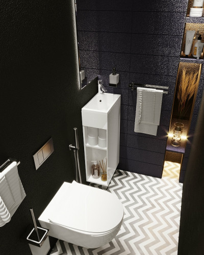 Тумба с раковиной 1MarKa Laura 40Н R У85928 Белый глянец МДФ / ЛДСП