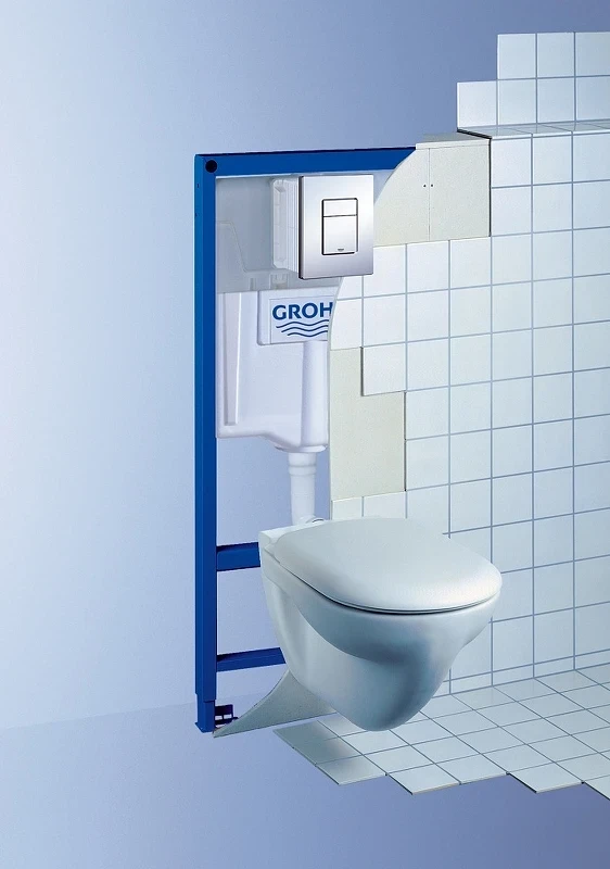 Комплект унитаза AM.PM Awe C111738SC с инсталляцией Grohe Rapid SL 38775001 с сиденьем Микролифт и клавишей смыва Хром фарфор подвесной