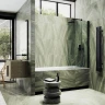 Шторка на ванну Maybah Glass MGV-596-6 400x1400 поворотная на монопетле Черный стекло прозрачное