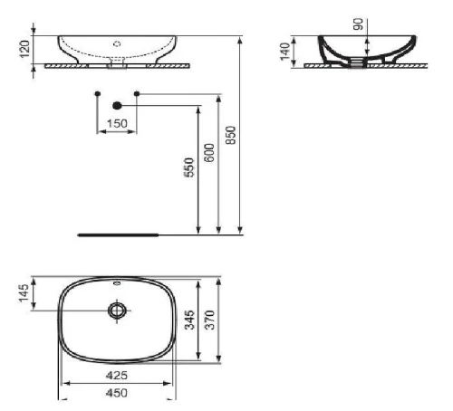 Раковина накладная Ideal Standard I.Life B 45 T509201 цвет Белый
