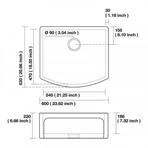 Кухонная мойка Kerasan Hannah Devon 60 544001 Белая керамика встраиваемый