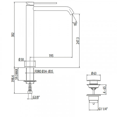 Смеситель для раковины Gattoni Circle Two 9148/91C0 Хром латунь