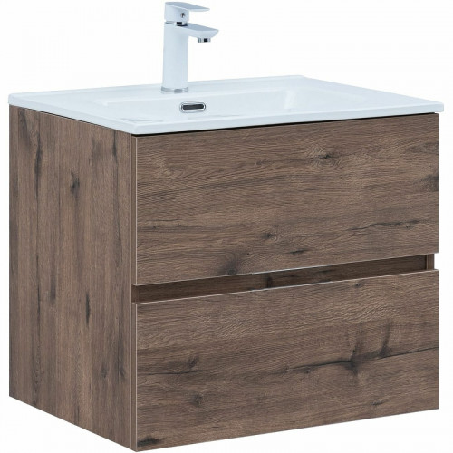 Тумба под раковину Aquanet Алвита New 60 334184 подвесная Дуб веллингтон табак МДФ / ЛДСП