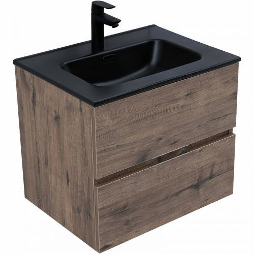 Тумба под раковину Aquanet Алвита New 60 334184 подвесная Дуб веллингтон табак МДФ / ЛДСП