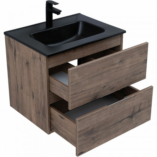 Тумба под раковину Aquanet Алвита New 60 334184 подвесная Дуб веллингтон табак МДФ / ЛДСП