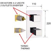 Смеситель для душа Remer Qubica Thermo QT92KBDO с термостатом Золото глянцевое латунь встраиваемый