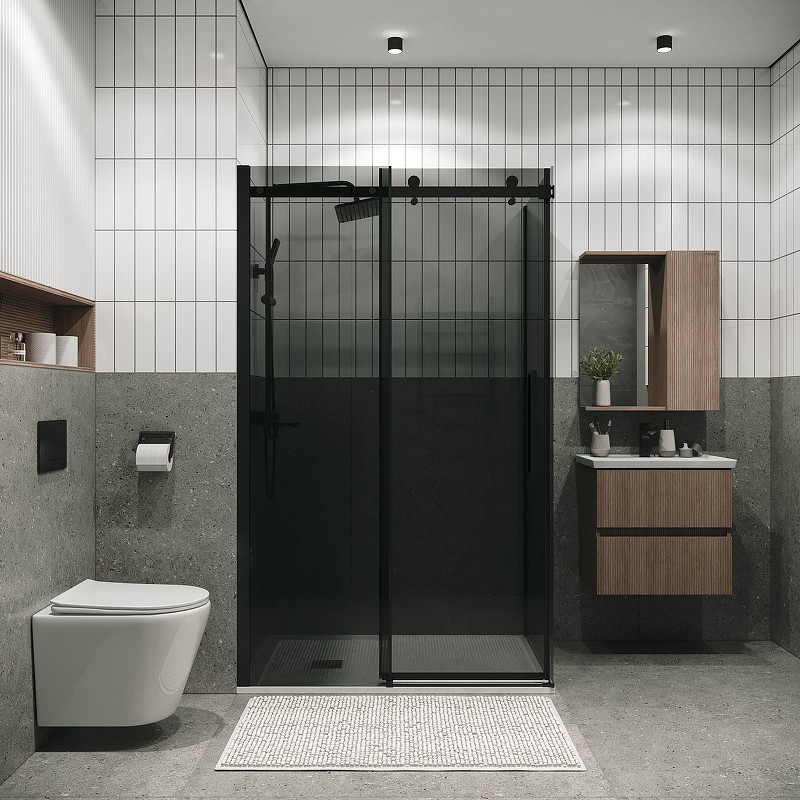 Душевая стенка Grossman Classic 100 200.K33.04.100.21.10 профиль Черный матовый стекло тонированное