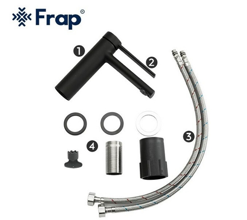 Смеситель для раковины Frap H67-6 F1067-6 Черный матовый латунь