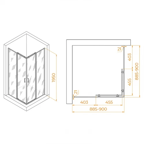 Душевой уголок RGW Passage PA-030B 90x90 3508103099-24 профиль Черный стекло матовое-сатинат