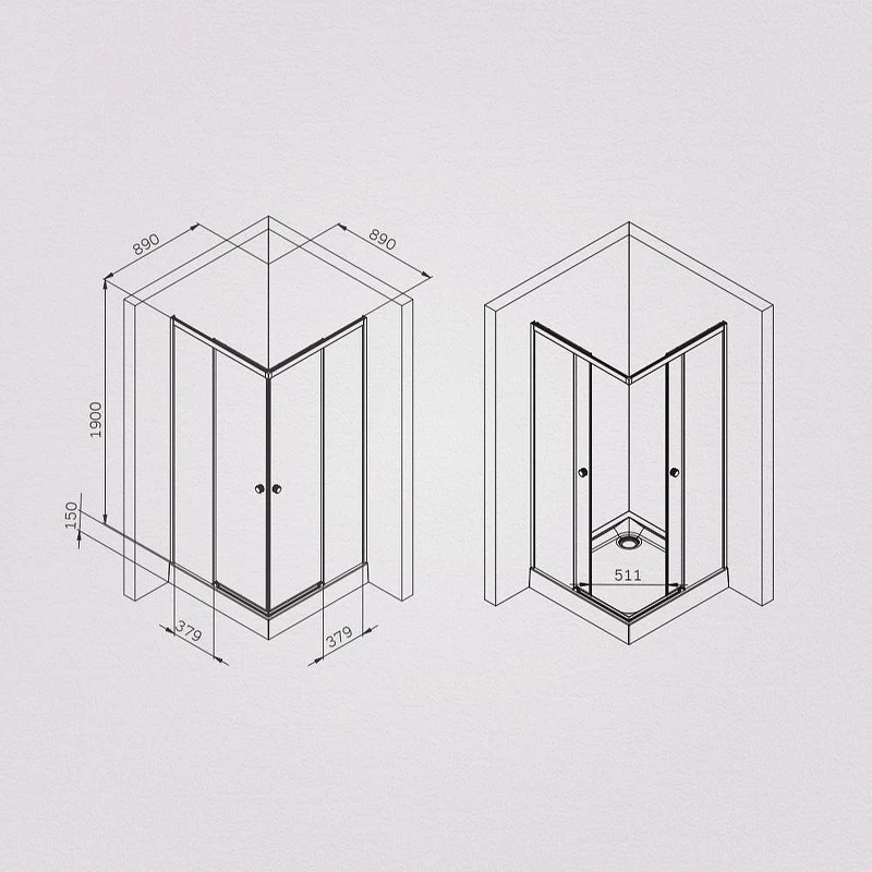 Душевой уголок AM.PM X-Joy 90х90 W94G-403-9090-BT1K профиль Черный матовый стекло прозрачное