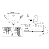Смеситель для ванны Remer X-Style X05BG Золото брашированное латунь на стену