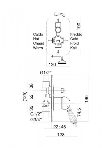 Смеситель для душа Fiore Imperial Sky 82OO5134 цвет Золото