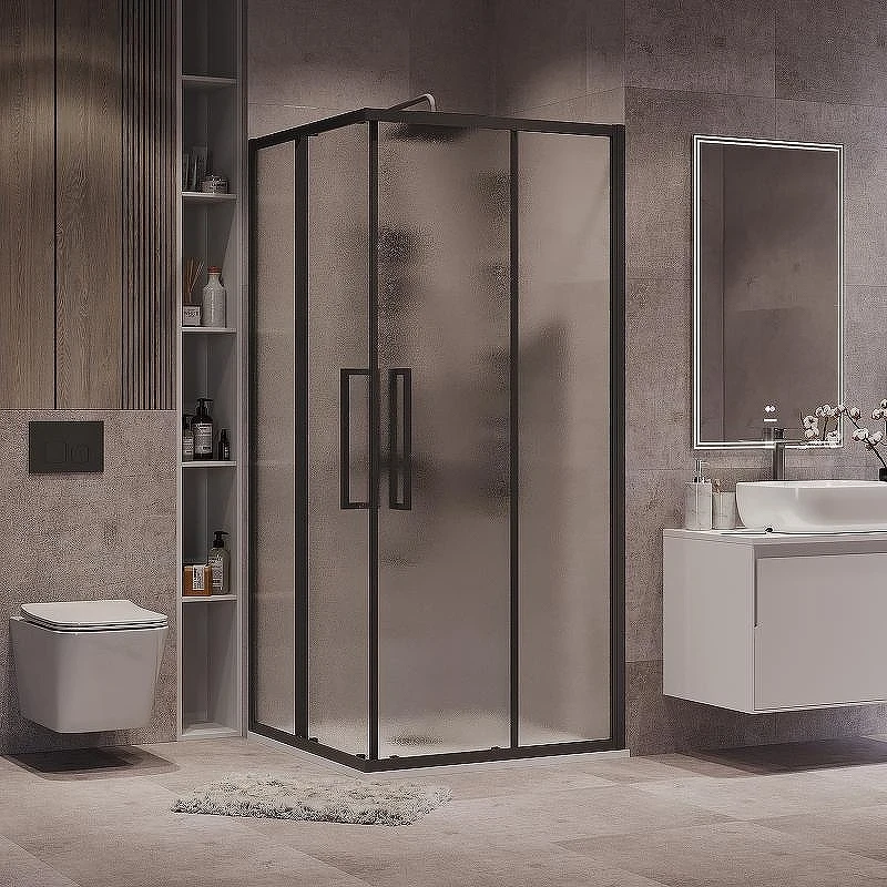 Душевой уголок Grossman Cosmo 80х80 300.K33.02.8080.21.02 профиль Черный матовый стекло шиншилла
