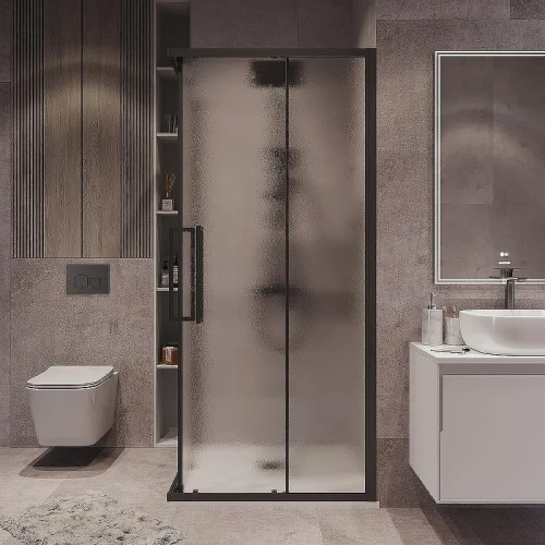 Душевой уголок Grossman Cosmo 80х80 300.K33.02.8080.21.02 профиль Черный матовый стекло шиншилла