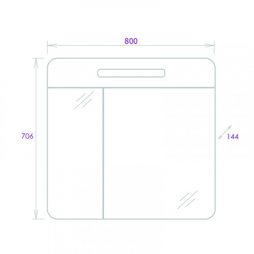 Зеркальный шкаф Onika Неаполь 80.01 208094 с подсветкой Белый МДФ / ЛДСП, стекло