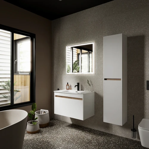 Тумба под раковину Sancos Smart 80 SM80W подвесная Белый глянец МДФ / ЛДСП