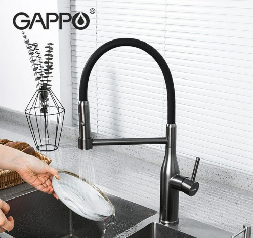 Смеситель для кухни Gappo G4398-51 Графит Черный нержавеющая сталь