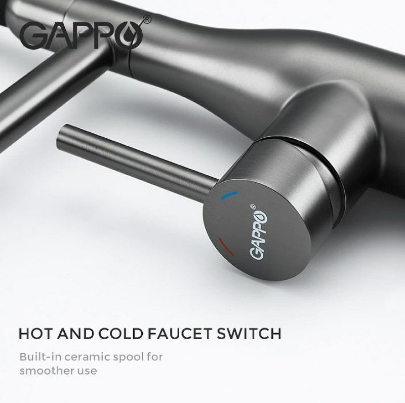Смеситель для кухни Gappo G4398-51 Графит Черный нержавеющая сталь