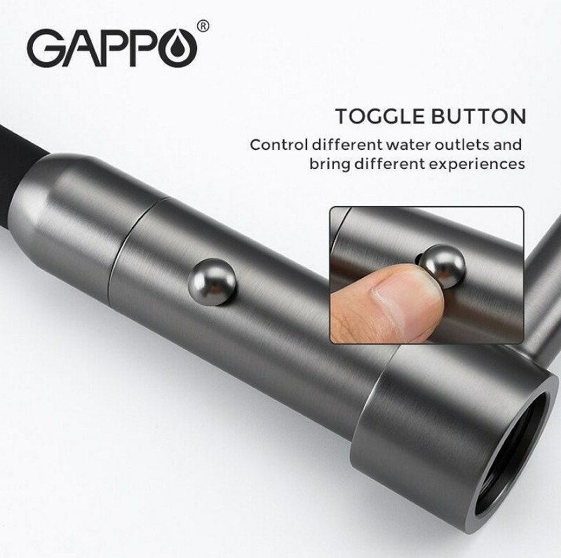 Смеситель для кухни Gappo G4398-51 Графит Черный нержавеющая сталь