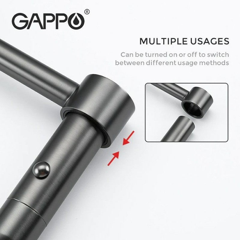 Смеситель для кухни Gappo G4398-51 Графит Черный нержавеющая сталь