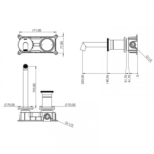 Смеситель для раковины Teska Arte E5509 Розовое золото нержавеющая сталь встраиваемый