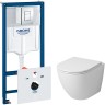 Комплект унитаза Grossman GR-4455S с инсталляцией Grohe Rapid SL 38775001 с сиденьем Микролифт и клавишей смыва Хром фаянс подвесной