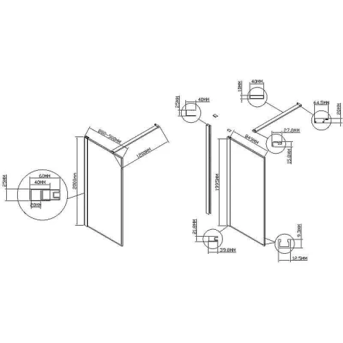 Душевая перегородка Vincea Walk-In 90 VSW-1HS900CLB профиль Черный матовый стекло прозрачное